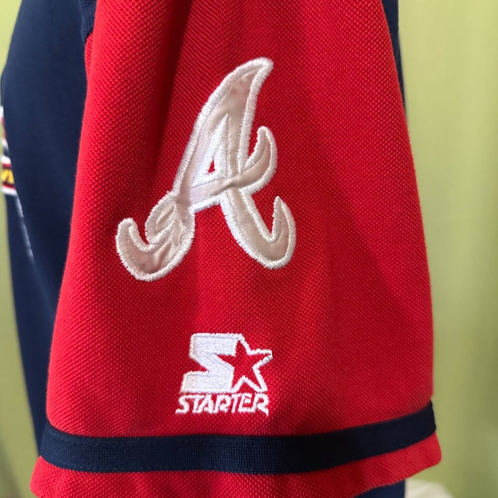 Vintage Starter Atlanta Braves Men's Blue Red MLB Jersey Size XL Ronald Acuña Jr - Picture 3 of 4